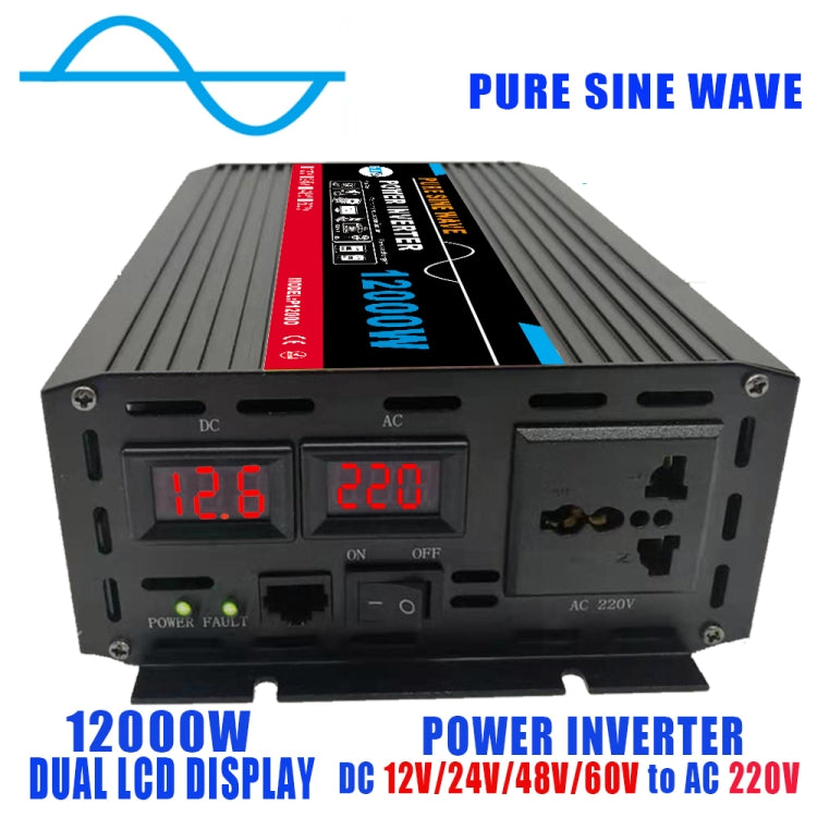 12000W 12V to 220V High Power Car Pure Sine Wave Inverter Power Converter - Pure Sine Wave by buy2fix | Online Shopping UK | buy2fix