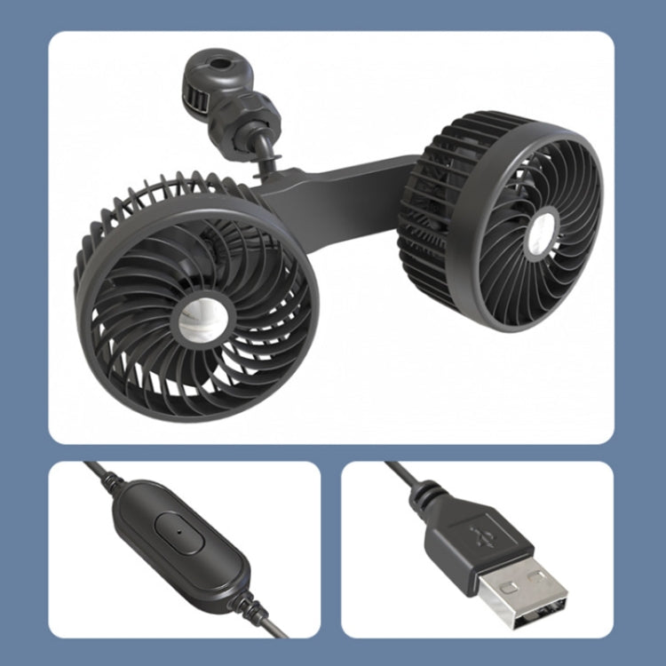 F6207 Car Rear Seat Zip Lock USB Double Head Fan, Model: USB - Heating & Fans by buy2fix | Online Shopping UK | buy2fix