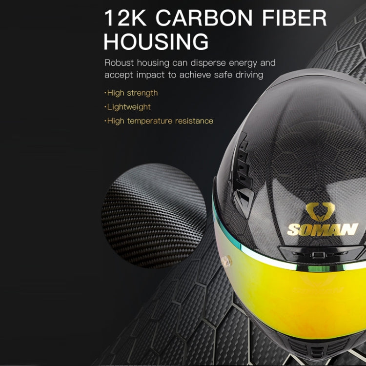 SOMAN Motorcycle Carbon Fiber Double Lens Thermal Safety Helmet, Size: L(Snake Carbon Fiber) - Helmets by SOMAN | Online Shopping UK | buy2fix