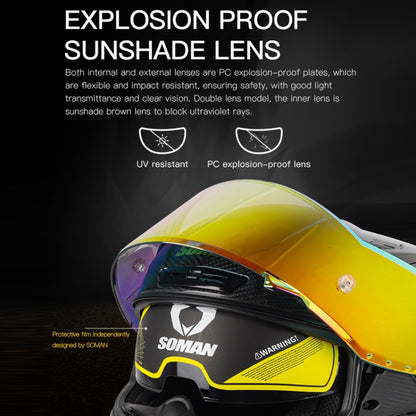 SOMAN Motorcycle Carbon Fiber Double Lens Thermal Safety Helmet, Size: M(Snake Carbon Fiber REVO) - Helmets by SOMAN | Online Shopping UK | buy2fix