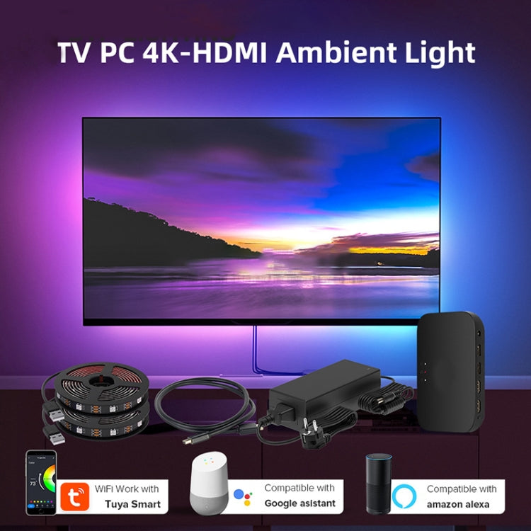 HDMI 2.0-PRO Smart Ambient TV Led Backlight Led Strip Lights Kit Work With TUYA APP Alexa Voice Google Assistant 2 x 1m(EU Plug) - Casing Waterproof Light by buy2fix | Online Shopping UK | buy2fix