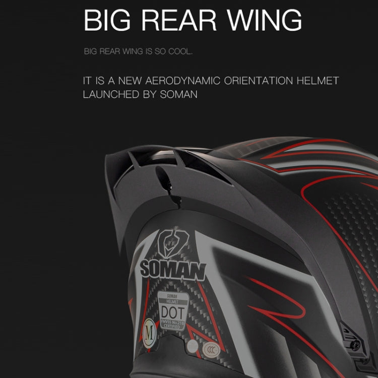 SOMAN Motorcycle Dual Lens Riding Peel-Off Full Coverage Helmet, Size: M(Black Gray Track) - Helmets by SOMAN | Online Shopping UK | buy2fix