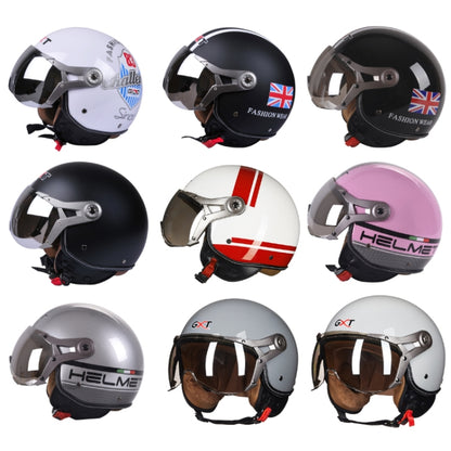 GXT Electric Vehicle Half Cover Helmet Four Seasons Retro Helmet, Size: XL(Matte Black Flower) - Helmets by GXT | Online Shopping UK | buy2fix