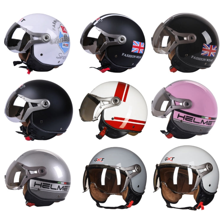 GXT Electric Vehicle Half Cover Helmet Four Seasons Retro Helmet, Size: M(Painted White Red Stripes) - Helmets by GXT | Online Shopping UK | buy2fix