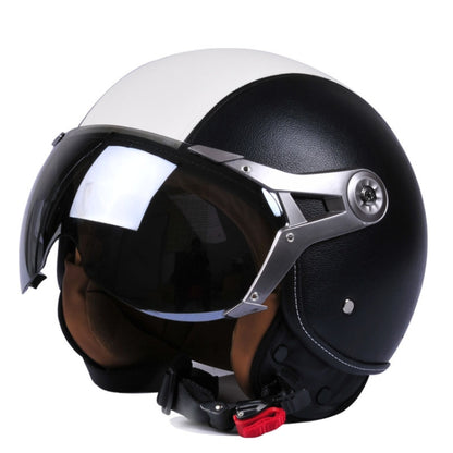 GXT Electric Vehicle Half Cover Four Seasons Retro Helmet, Size: XL(Black White) - Helmets by GXT | Online Shopping UK | buy2fix