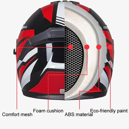 GXT Electric Vehicle Four Seasons Sun Protection & Windshield Double Lens Helmet, Size: M(Bright Black Red) - Helmets by GXT | Online Shopping UK | buy2fix