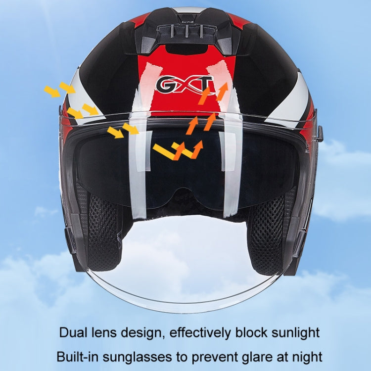 GXT Electric Vehicle Four Seasons Sun Protection & Windshield Double Lens Helmet, Size: M(Bright Black) - Helmets by GXT | Online Shopping UK | buy2fix