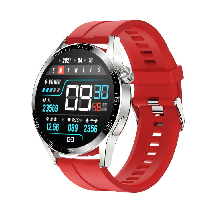 Sports Health Monitoring Waterproof Smart Call Watch With NFC Function, Color: Silver-Red Silicone - Smart Watches by buy2fix | Online Shopping UK | buy2fix