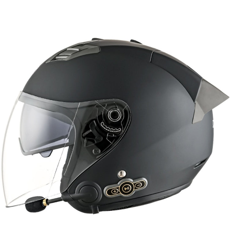 KUQIBAO Motorcycle Smart Bluetooth Sun Protection Double Lens Safety Helmet, Size: M(Matte Black+Gray Tail) - Helmets by KUQIBAO | Online Shopping UK | buy2fix