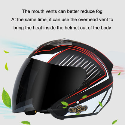 KUQIBAO Motorcycle Smart Bluetooth Sun Protection Double Lens Safety Helmet, Size: XXL(Matte Black Phantom Fiber+Black Tail) - Helmets by KUQIBAO | Online Shopping UK | buy2fix
