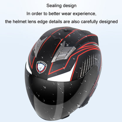 KUQIBAO Motorcycle Smart Bluetooth Sun Protection Double Lens Safety Helmet, Size: XL(Matte Black Phantom Fiber+Gray Rear Spoiler) - Helmets by KUQIBAO | Online Shopping UK | buy2fix