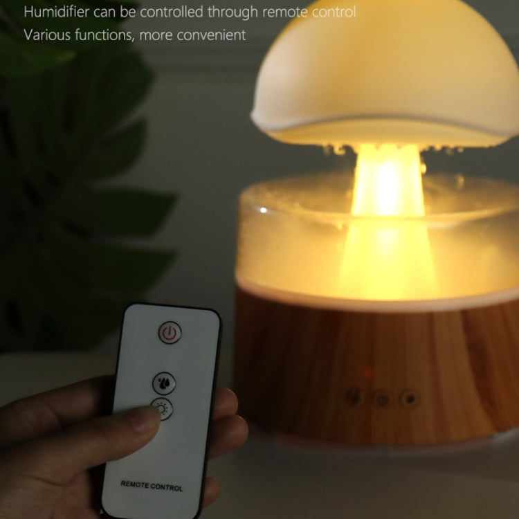 500ml Rain Humidifier Mushroom Cloud Colorful Night Lamp Aromatherapy Machine With Remote Control, Style: Rechargeable(White) - Air Purifiers & Accessories by buy2fix | Online Shopping UK | buy2fix
