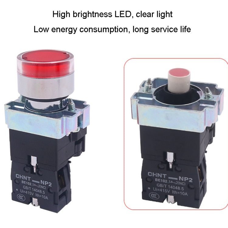 CHINT NP2-BW3561/24V 1 NO Pushbutton Switches With LED Light Silver Alloy Contact Push Button - Car Switches by CHINT | Online Shopping UK | buy2fix