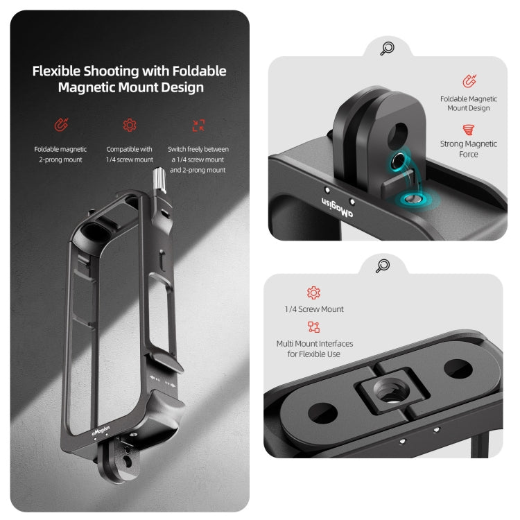 For Insta360 X3 AMagisn Metal Rabbit Cage Protective Frame Accessories, Spec: With Lens Cover - Mount & Holder by aMagisn | Online Shopping UK | buy2fix