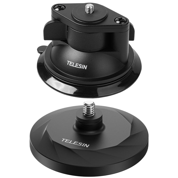 TELESIN Magnetic Base With 1/4 Inch Interface for DJI Pocket 3 / Insta360 Camera & Smart Phones With Suction Cup Base Set - Mount & Holder by TELESIN | Online Shopping UK | buy2fix