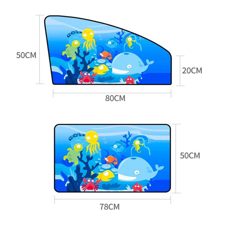 Car Cartoon Magnetic Sunshade Sunscreen Telescopic Collapsible Sunshield, Size:Rear Square(Underwater World) - Window Foils & Solar Protection by buy2fix | Online Shopping UK | buy2fix