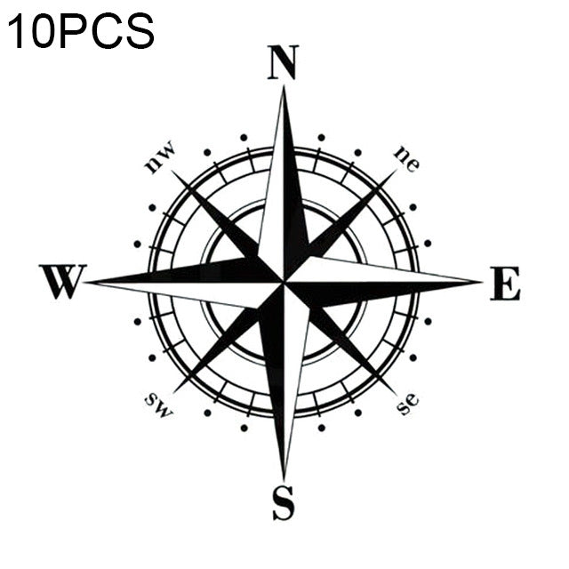 10 PCS  Art Design Vinyl NSWE Compass Car Stickers Decals, White + Black - Decorative Sticker by buy2fix | Online Shopping UK | buy2fix