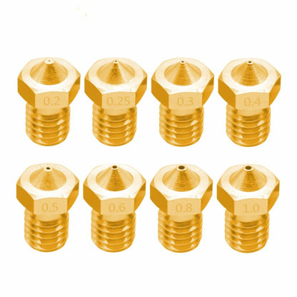 8 PCS Bugatti 3D Printer Accessories E3D-V5 V6 Nozzle M6 Thread Consumables Hot Nozzle, Size:1.75/0.6mm - Consumer Electronics by buy2fix | Online Shopping UK | buy2fix