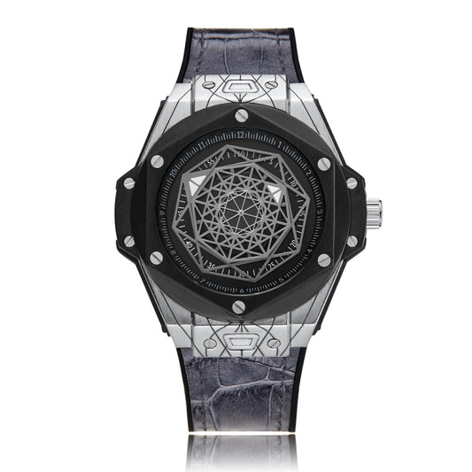 CAGARNY 6868 Geometric Polygon Dial Quartz Dual Movement Watch Men TPU Strap Watch (Gray Belt Black Shell) - Other Watches by CAGARNY | Online Shopping UK | buy2fix