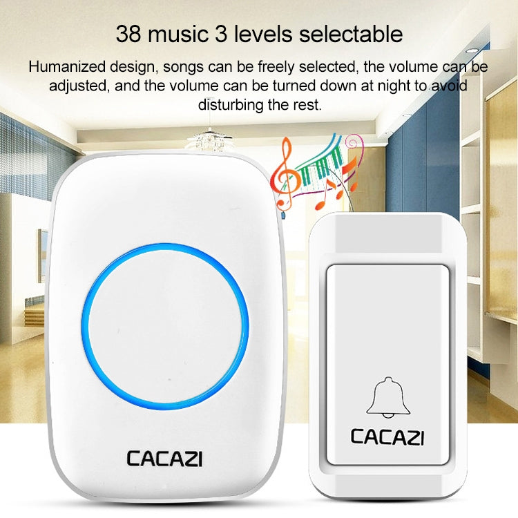 CACAZI A10G One Button Three Receivers Self-Powered Wireless Home Cordless Bell, EU Plug(Black) - Wireless Doorbell by CACAZI | Online Shopping UK | buy2fix