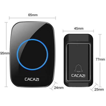 CACAZI A10G One Button Three Receivers Self-Powered Wireless Home Cordless Bell, US Plug(Black) - Security by CACAZI | Online Shopping UK | buy2fix