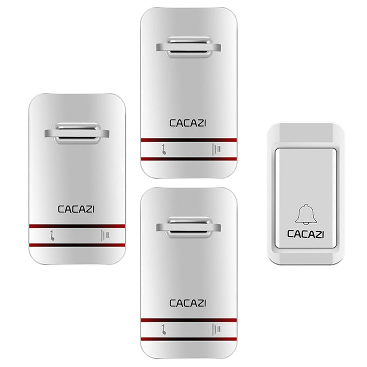 CACAZI V027G One Button Three Receivers Self-Powered Wireless Home Kinetic Electronic Doorbell, UK Plug - Wireless Doorbell by CACAZI | Online Shopping UK | buy2fix