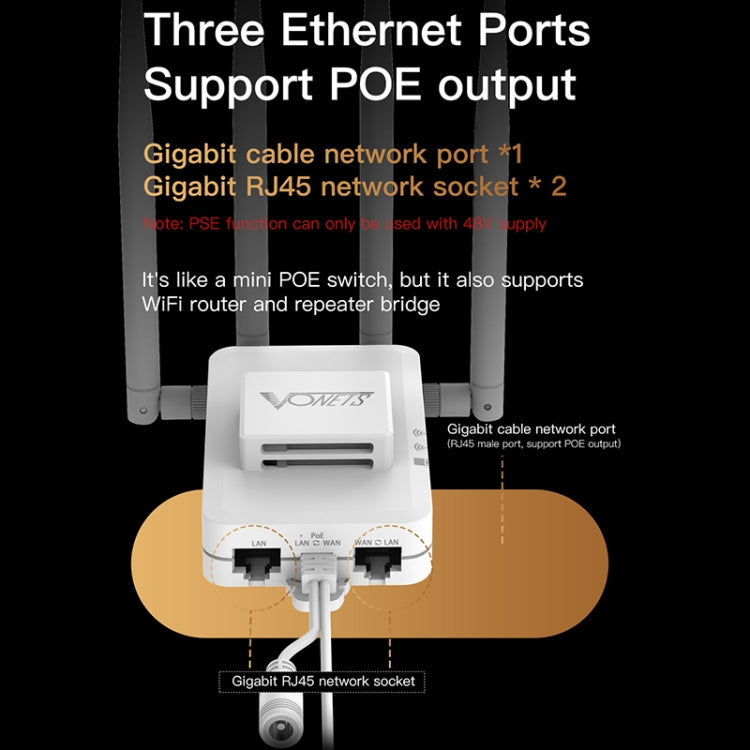 VONETS VAR600-H 600Mbps Wireless Bridge WiFi Repeater, With Power Adapter + DC Adapter Set - Wireless Routers by VONETS | Online Shopping UK | buy2fix