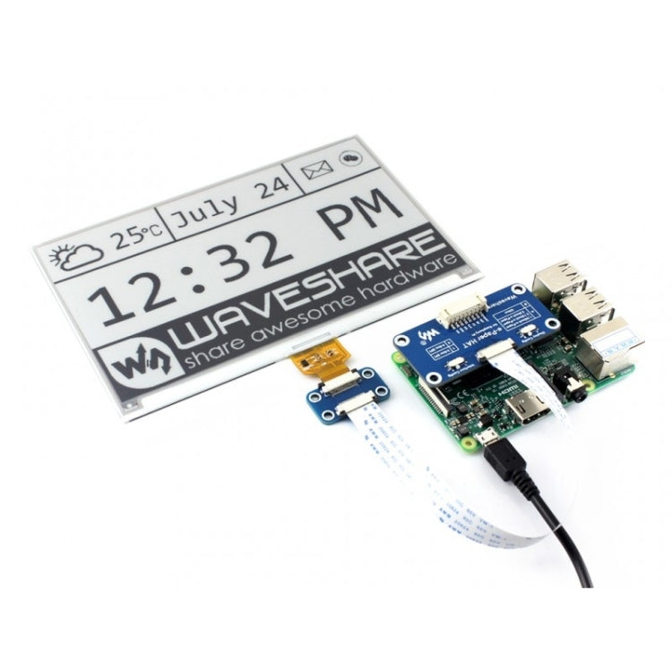 Waveshare 7.5 inch  800x400 Pixel E-Ink Display HAT for Raspberry Pi - Modules Expansions Accessories by Waveshare | Online Shopping UK | buy2fix